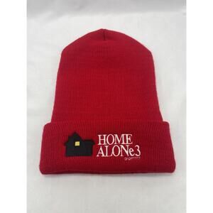 Vintage 1997 Home Alone 3 Movie Promo Beanie Knit Hat Winter Cap Red Comedy